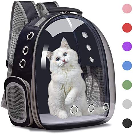 Henkelion Cat Backpack Carrier Bubble Carrying Bag, Small Dog Backpack Carrier for Small Medium Dogs Cats, Space Capsule Pet Carrier Dog Hiking Backpack, Airline Approved Travel Carrier – Black