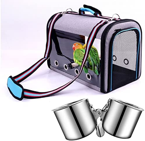 Bird Carrier Bag Bird Travel Cage with Stand, Lightweight Backpack for Parrot, Portable Bird Travel Bag, Breathable Bird Carrier Cage Parrot Carrier for Hiking