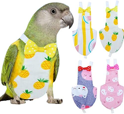Bonaweite Bird Diaper Flight Suite Liners, Protective Parrot Nappy with Waterproof Inner Layer, Cute Urine Wet Suit for Macaw African Budgies Parakeet Agapornis Fischeri Cockatiel