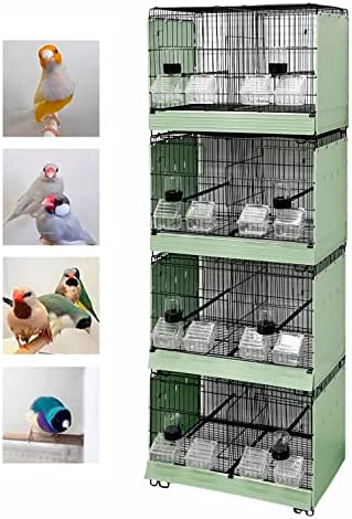4PCS Stackable Breeding Sideboard Flight Divided Breeder Bird Cage for Small Canaries,Parrotlet,,Finch,Lovebird with Rich Food Drink Accessories