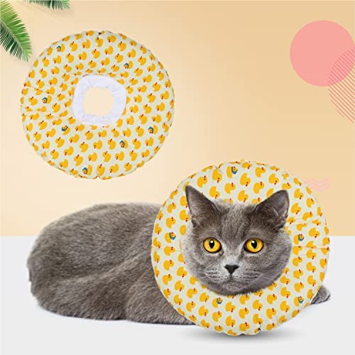 DCEZAETN Cat Cone Adjustable Cat Cone Collar Cat Recovery Collar Comfortable Cat Cone Collar Cat Post-Operative Wound Healing Collar Anti-bite Stops Cats/Kittens/Puppies from Licking (Yellow, L)