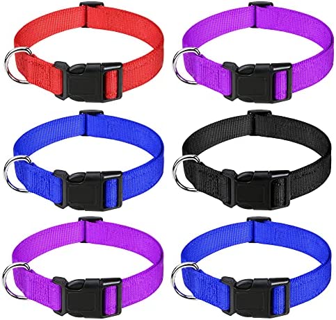 Goat Collars, Adjustable Nylon Small Sheep Collars Classic Solid Colors with Quick Release Buckle for Small Farm Animal Goat Cow Horse Sheep (6 pcs)