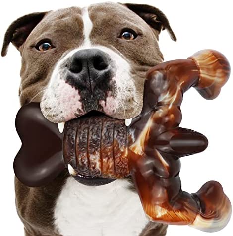 Dog Chew Toys for Aggressive Chewers Indestructible Dog Toys,Real Bacon Flavored,MOXIKIA Tough Dog Bone Chew Toy Durable Dog Toys for Medium/ Large breed Dogs, Best Extreme Chew Toys to Keep Them Busy