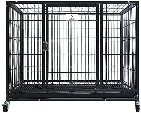 37″ Homey Pet Heavy Duty Metal Open Top Cage w/Floor Grid, Casters and Tray
