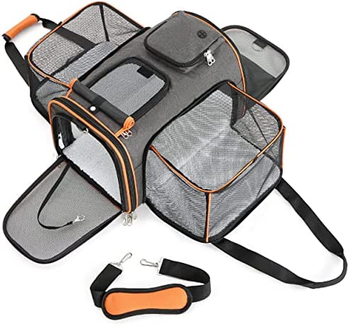 Lesure TSA Airline Approved Cat Carrier – Expandable Pet Carrier, Travel Pet Carriers for Small Dogs, Soft-Sided Puppy Carriers with Sherpa Pad, 18x11x11 inch