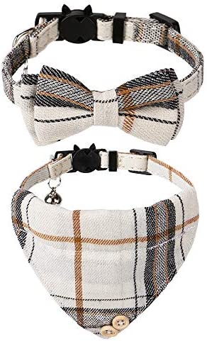 Faleela Breakaway Cat Collar with Bells – 2 Pack Cat Collar with Bells, Cat Collars with Bandana, Accessories for Pet Collars, Adjustable for Cats and Small Dogs