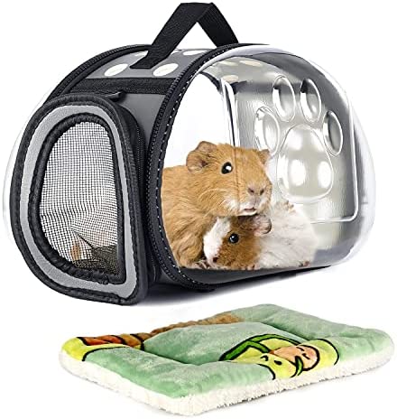 YUEPET Guinea Pig Carrier Bag with Bed(Random Colors), Portable Breathable Rabbit Carrier Transparent Carrier Bag for Guinea Pig Bunny Chinchilla Small Animal Carrier