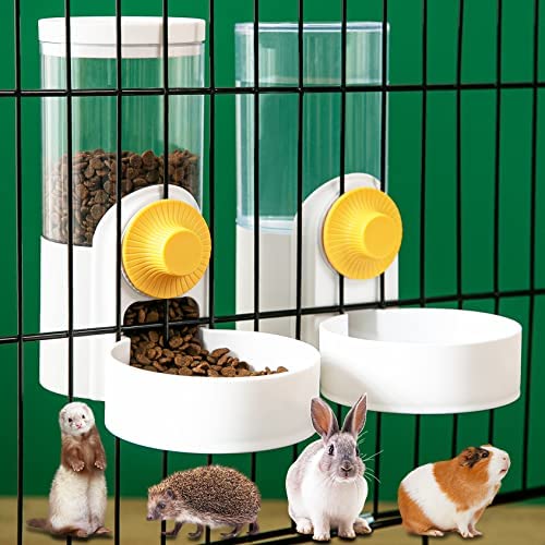 Kenond 40oz Hanging Automatic Pet Food Water Dispenser, Auto Gravity Pet Feeder and Waterer Set, Cage Cat Food Bowl Dog Feeding Station for Puppy and Kitten Rabbit Chinchilla Hedgehog Ferret …