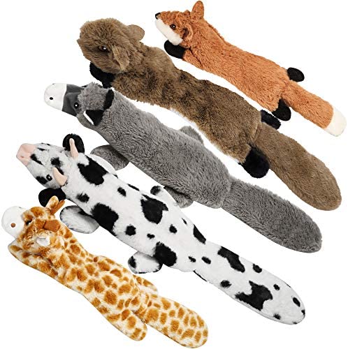 Nocciola 5 pcs Crinkle Dog Squeaky Toys with Double Layer Reinforced Fabric, Durable Dog Toys, No Stuffing Plush Dog Toy Set for Small to Large Dogs