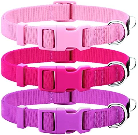 azuza 3 Pack Dog Collars, Soft & Comfortable Dog Collars for Small, Medium and Large Dogs, 4 Sizes and 2 Patterns