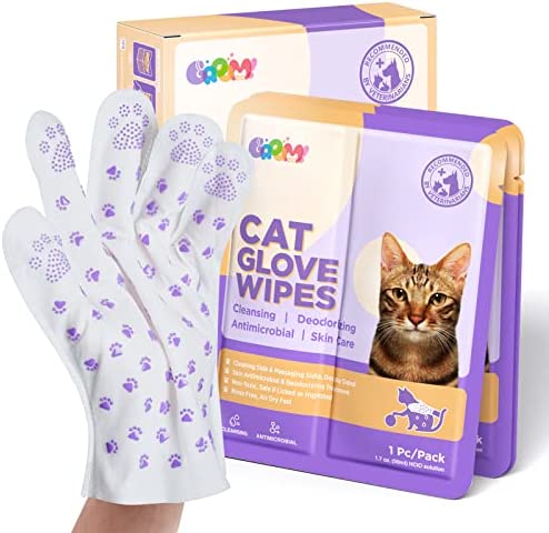 HICC GROOM! Pet Wipes for Cats/Dogs Itch Skin Relief, Cat Acne Chin Treatment, Anti-inflammatory & Soothe Glove-Type Kitten/Puppy Wipes for Allergy, Traveling, Postoperative Wound Care, 3 PCS