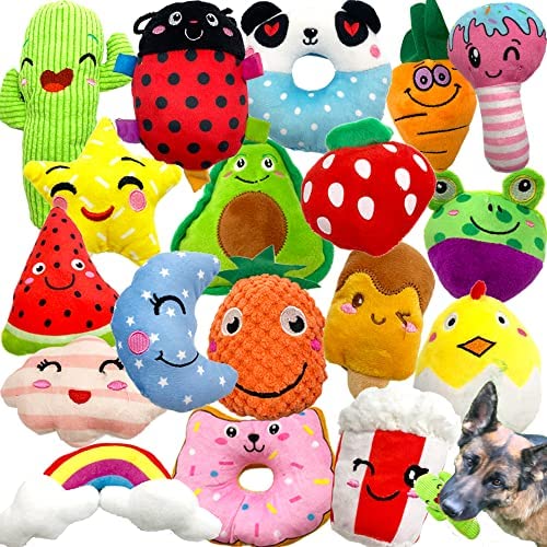 Jalousie 18 Pack Dog Squeaky Toys Cute Stuffed Pet Plush Toys Puppy Chew Toys for Small Medium Dog Puppy Pets – Bulk Dog Squeaky Toys