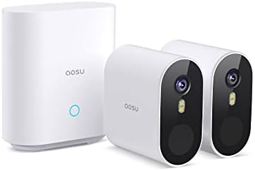 AOSU Security Cameras Wireless Outdoor, 5MP Ultra HD Wireless Security Camera System, 2 Camera kit with 166° Wide Angle, 240-Day Battery Life,Spotlight Camera, 32G Local Storage, No Monthly Fee