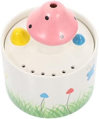 NUOBESTY Automatic Pet Waterer Ceramic Mushroom Shaped Cat Watering Fountain Small Animal Drinking Dishes Dog Food Bowl Hamster Feeding Dispenser Pet Accessories