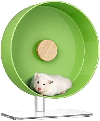 BUCATSTATE Hamster Wheel Slient 10.2inch, Acrylic Hamster Exercise Wheel with Stable Adjustable Stand Running Wheel for Cage Gerbils Mice Degus Syrian Dwarf Hamster and Other Small Animals(Green)