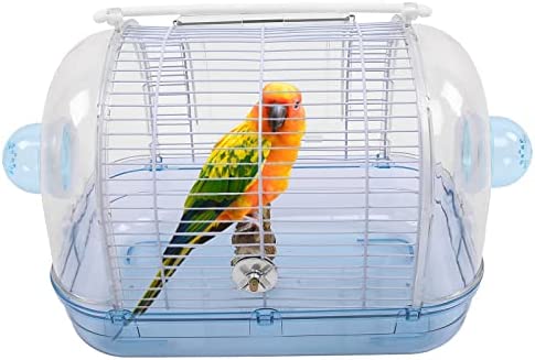 Lightweight Bird Carrier Travel Cage with Perch，Portable Transparent Parrot Carring Case，Breathable Bird Travel Bag Outdoor Gear，Small Pet Travel Cage for Cocktails Parakeets Conures (Blue)