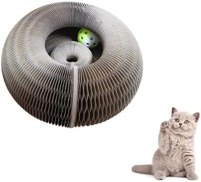 Magic Cat Scratching Board with a Toy Bell Ball, Funny Interactive Foldable Convenient Organ Cat Scratcher Exercise Puzzle Kitten Toys
