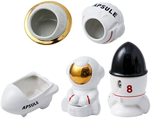 PATKAW 1 Set Hamster Food Bowl Space Themed Hamster Feeder Ceramic Small Animals Food Dish Hamster Hideout Spaceship Bathtub Astronaut Water Feeder for Guinea Pig Gerbil Chinchilla