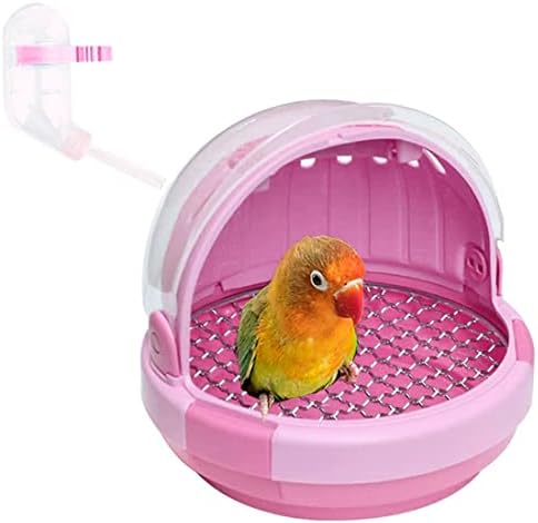 WFIST Bird Carrier Cage with Handle, Portable Parrot Carrier Lightweight Pets Travel Suitcase Transparent Breathable Nest Bed for Parakeet Macaw Conures Lovebird Cockatiels Birds Accessories, Pink