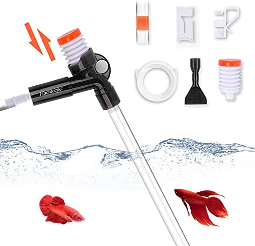 Hachtecpet Aquarium Gravel Vacuum Cleaner: Quick Fish Tank Siphon Cleaning with Algae Scrapers Air-Pressing Button Water Changer kit for Water Changing | Sand Cleaner