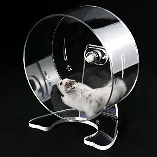 BNOSDM Hamster Wheel Silent Gerbil Exercise Wheel with Stand Quiet Small Animals Spinner Acrylic Transparent Dwarf Hamster Running Toys for Chipmunk Mouse (6.7″)