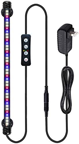 MingDak 24/7 Submersible Aquarium Light for Fish Tank,Auto Turn on/Off Day/Night Cycle,3 Stage Timer for Timing,3 Lighting Mode,True 660Nm RED LEDs,Brightness Adjust,39 LEDs 15 Inch