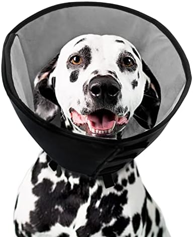 Marnonsis Dog Cone for Recovery, Adjustable Dog Cone for Large Medium Dogs and Cats, Waterproof Dog Cone Alternative After Surgery, Soft Pet Recovery Collar for Small Dog Anti-Licking(Black, XL)