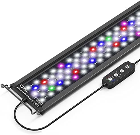 SEAOURA 24/7 Mode LED Aquarium Light for Plants-Full Spectrum Fish Tank Light with Timer, Auto On/Off, 7 Colors, Adjustable Brightness, 3 Modes for 18 Inch to 24 Inch Freshwater Tank, 18W