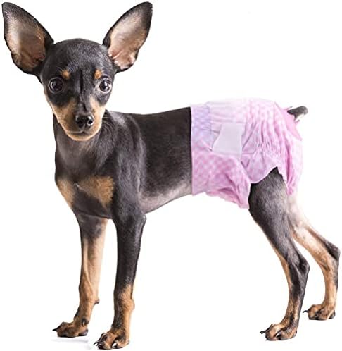 Pet Soft Dog Diapers Female – Disposable Dog Diapers, Cat Diapers for Female Cats, Puppy Diapers with Adjustable Foam Tail Hole 12pcs (XS,Pink)