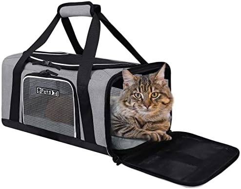 Petskd Pet Carrier 17x11x9 Southwest Alaska Airline Approved,Pet Travel Carrier Bag for Small Cats and Dogs, Soft Dog Carrier for 1-10 LBS Pets,Dog Cat Carrier with Safety Lock Zipper(Grey)