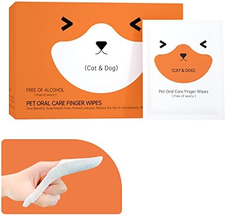 Tongueclear Pet Dental Care Finger Wipes, 60pcs, Breath Freshener Dental Finger Wipes for Dog & Cat, Optimize Oral Health, Reduce Plaque & Tartar, No Brush