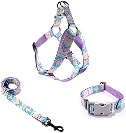 JGTRI Dog Harness Collar and Leash – No Pull Adjustable Back Clip Halter Harness Basic Collar and Heavy Duty Anti-Twist Leash for Small, Medium and Large Dogs Training Easy Walk Running(S,Purple)