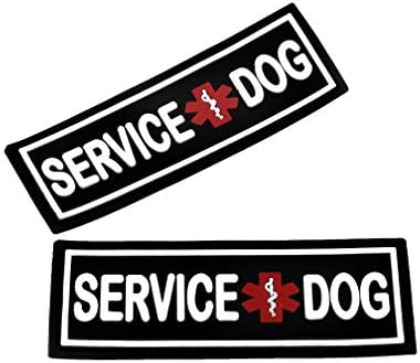 Dogline Service Dog Patch for Harness and Vest Removable 3D Rubber Patches Hook Backing for Small or Large Working Dogs
