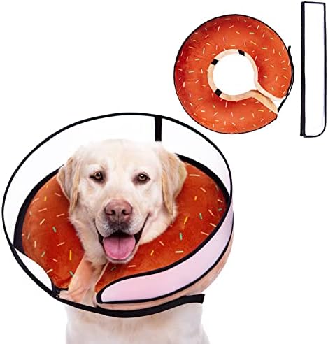Inflatable Dog Cone Collar with Enhanced Anti-Licking, Soft Neck Donut for Dogs Cats, Recovery Pet Cone Collar After Surgery for Large Medium Small Dogs (Brown, X-Large)