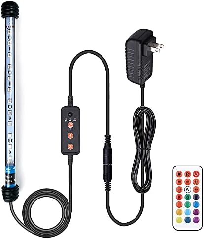 VARMHUS Submersible LED Aquarium Light,Fish Tank Light with 3 Stage Timer Auto Turn On/Off and Remote Controller Custom Adjusts 13 Colors and Brightness,24/7 Cycle RGB-11.5”