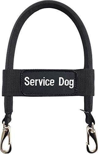 ActiveDogs Nylon Clip-on Bridge Handle for Service Dog Vest & Harnesses, Heavy Duty Metal Clips w/Removable Service Dog ID Band – Black 12″