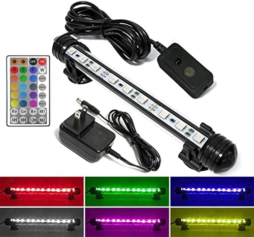 MingDak Fish Aquarium Tank Light – Aquarium Background Light with Timer Auto On/Off,Wireless Remote Control,RGB Colored Changing, Underwater Submersible LED Light,7.5 inch 9 LEDs