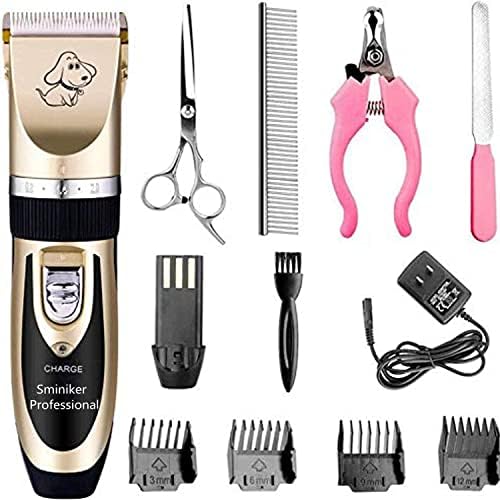 Sminiker Professional Rechargeable Cordless – Professional Pet Hair Clippers with Comb Guides for Dogs Cats Horses and Other House Animals Pet Grooming Kit