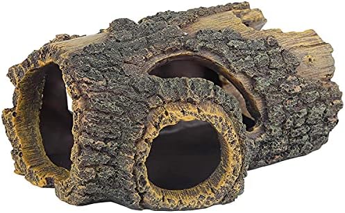 Uniclife Resin Hollow Tree Trunk Betta Log Aquarium Decorations Ornament Fish House Cave Wood House Decor for Small and Medium Fish Tank