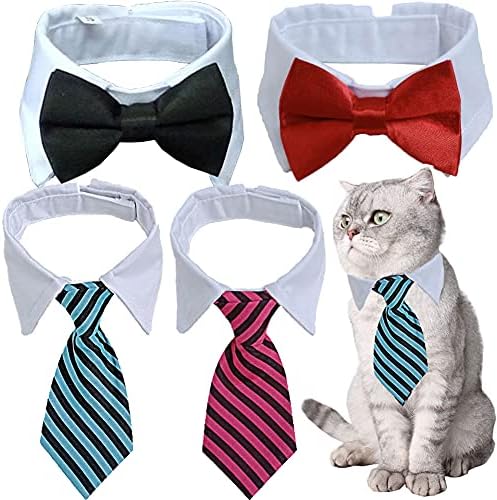 4 Pieces Pets Dog Cat Bowtie Pet Costume Adjustable Formal Necktie Collar for Cats Small Dogs Puppy Grooming Accessories