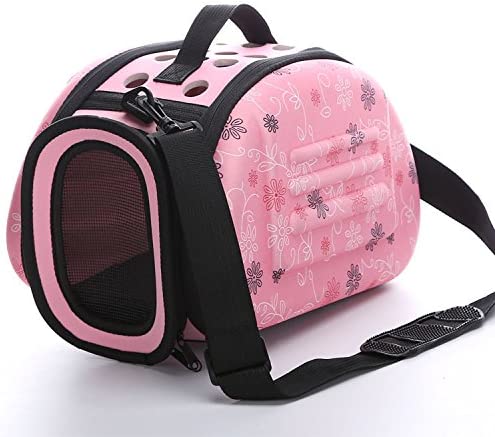 Foldable Pet Dog Carrier Cage Collapsible Travel Kennel – Portable Pet Carrier Outdoor Shoulder Bag for Puppy Dog Cat (S, Pink)