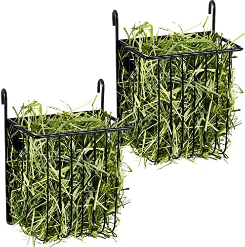 2 Pcs Pet Hay Feeder Guinea Pig Metal Hookable Manger Rabbit Feeder Hay Holder for Rabbits Hanging Hay Rack Timothy Hay for Guinea Pig Bunny Chinchilla Small Animal Cage, 7.3 x 6.7 x 4.3 Inch
